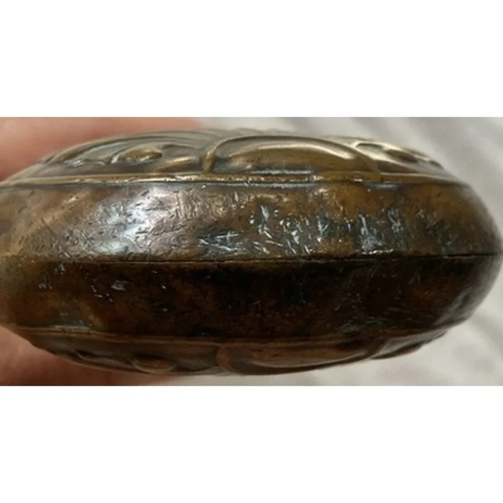 Unusual pistol Powder Flask Copper & Brass Shell Decoration